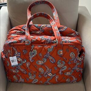 Vera Bradley Quilted Paisley Travel Duffel - Orange